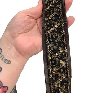 Weekend Max Mara Brown Leather Sequined Beaded Embellished Belt Made in Italy M Weekend Max Mara | Accessories | Weekend Max Mara Brown  main image 3